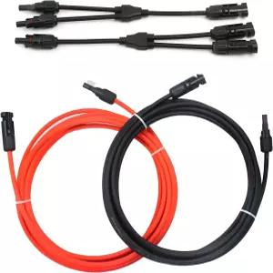 가정 선박 및 RV용 태양광 패널용 암수 커넥터가 포함된 10FT 10AWG 연장 케이블 추가 무료 Y 한 쌍 어댑터