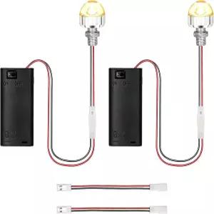 2개 세트 미니 LED 조명 키트 배터리로 작동하는 웜 화이트 홀더 스위치 연장 코드 포함 인형의 집이나