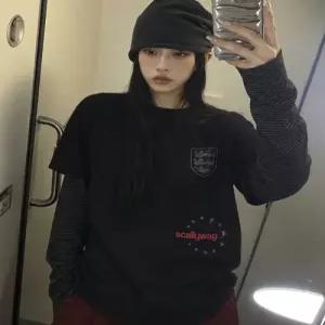 스트라이프 레이어드 롱 슬리브블랙