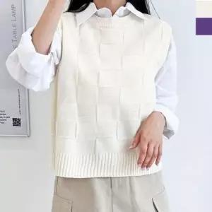 조끼상점 사각 니트 조끼 엠보 여성 여자 데일리 루즈핏