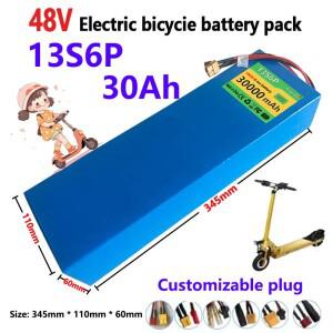100% 18650  48V 30Ah 13S6P 리튬 배터리 30000mAh 1000W 시티코코 전동 스쿠터 내장형 BMS 포함