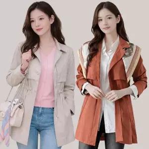 블랙미즈 여성 링클프리 트렌치 코트 자켓(+스카프)