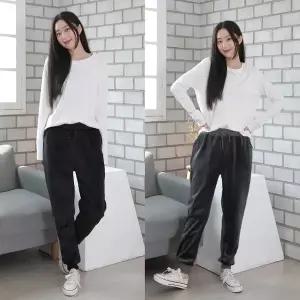 고품질 여성 기모 벨벳 조거팬츠 스판 트레이닝복 여자 바지 잠옷바지 (WCED54D)