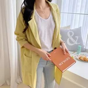 여자 여름 오피스룩 10컬러 싱글 버튼 롱 린넨 자켓 데일리 코디