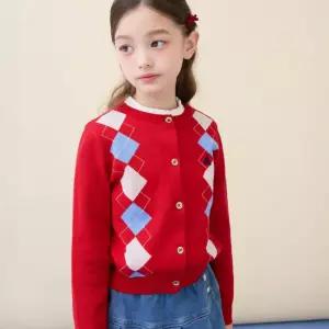 빈폴 키즈 여아 아가일 카디건 레드 BI615AG026 5983268
