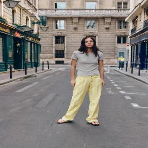 ZARA TRF 스트라이프 프린트 스트레이트 진 - 5575/218/105