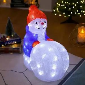 크리스마스 눈굴리는 LED 눈사람 40cm