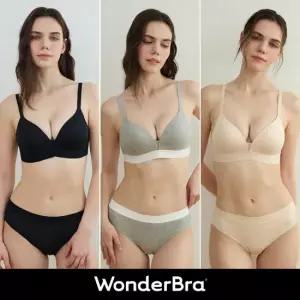 Wonderbra 볼륨스포츠 아웃밴드 브라팬티 6종 멜란지그레이라이트베이지블랙 WBW6O010304_T