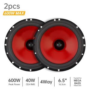 2개 자동차 스피커 6.5인치 600W 4방향 HiFi 전체 범위 주파수 범용 동축