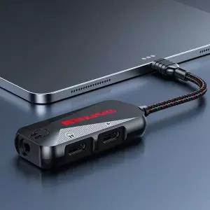 3-in-1 게임용 사운드 카드 Type-C  3.5mm 핸드폰 사운드 카드 어댑터 60W 나일론 휴대용 24Bit 96Hz 고해