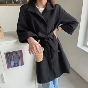 데일리룩 여자빅사이즈아우터 빅사이즈 LF7445 집업스타일 트렌치코트 바바리 봄가을코트