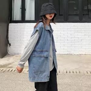 데일리룩 청쪼끼 데님조끼 여자 가을 멋스러운 분위기 데님베스트 청조끼