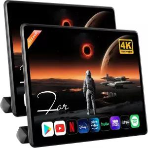 13.5인치 카 TV 헤드레스트 모니터(2개) 차량 후방 엔터테인먼트 시스템 4G RAM+64G ROM 4K 비디오 디코딩