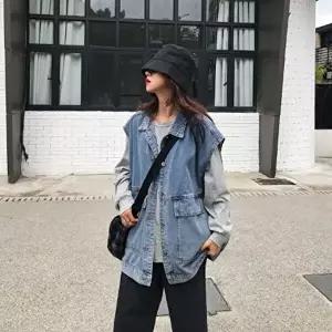 데일리룩 청쪼끼 데님조끼 데님 내추럴 여성 어반 워크 베스트