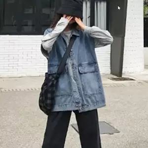 데일리룩 청쪼끼 데님조끼 워싱 데님 루즈핏 베스트 레이어드 오버핏 진조끼
