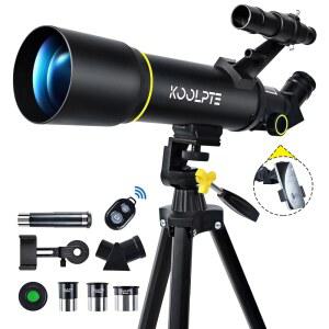 용 쿨프테 망원경 70MM / 400MM 여행용 굴절망원경 키트 블랙 | 들과 초보자가 달과 풍경을 관찰할 수 있는 망원경으로 AZ 마운트 휴대폰 어댑터 삼각대 리모컨이 포함되어 있습니다.