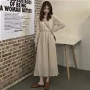 [하프클럽/셀러허브_여성트랜드패션]데일리 주름 브이넥 롱원피스 포인트