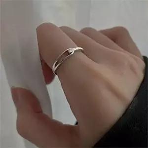 여성 크링 반지 곡선 반지 레이어드 심플 데일리 은반지 악세사리 무니켈-WFRA3GV