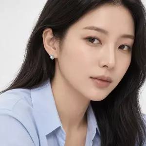 [콩심팥심]타원 합성아쿠아 자개 큐빅 바로크 프레임 귀걸이