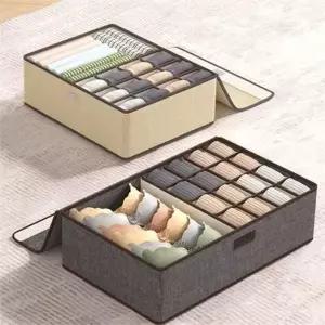 [제이큐]린넨 속옷 정리함 접이식 속옷 정리함 칸칸이 서랍형 보관함 양말
