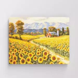 DIY캔버스형 보석십자수 40x50cm 해바라기 산책길
