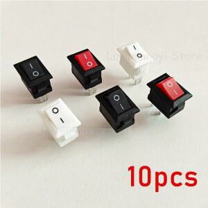 10PCS 푸시 버튼 OFF KCD11 10X15MM 2PIN SPST 스위치 3A 250V 로커 ON 스냅인