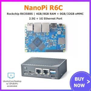 NANOPI R6C 4GB A76 8GB 우분투 듀얼 32GB 리눅스 5G EMMC HD RK3588S OPENWRT RAM 지원 데비안 록칩 이더넷 A55