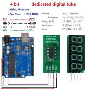5V 3V 4BIT 빨간색 튜브 AIP650 디지털 IIC 모듈 7SEG 디스플레이 LED 드라이버 I2C