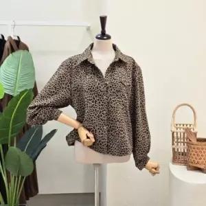 포커스 FW5J7BL00299 레오파드 원포켓 카라넥 블라우스