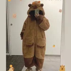 잠옷 극세사 동물 후드 원피스 파자마 빅사이즈 캐릭터 겨울