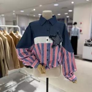 스테파니 A26SH6124 데님 별 패치 ST 셔츠