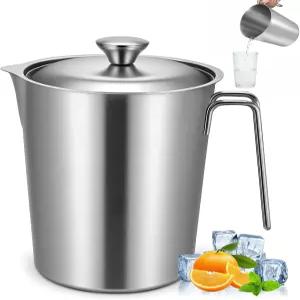 뚜껑이 있는 304 스테인리스 스틸 피처 70온스/2L 계량컵 큰 입 모양의 비커 마킹 및 핸들 에스프레소