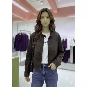 [롯데백화점]SOUP 스웨이드 노칼라 라이더 자켓  SCRLE911