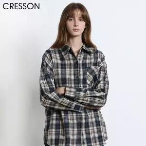 [크레송(CRESSON)] 브리티시 체크 셔츠 재킷 (택가격 159000원)