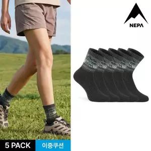 [네파] 여성 하이킹 쿠션 등산 중목양말 5P_BK