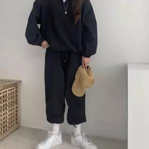 크루 러닝복 세트 트레이닝 반집업 코디세트 여성셋업 트레이닝복 3BB1A 스포츠바지 테리셋업