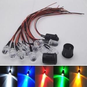 플라스틱 거치대 포함 원형 프리 와이어 워터 클리어 호환 LED 적색 녹색 청색 RGB 3V 5V 12V DC 3M 호환m