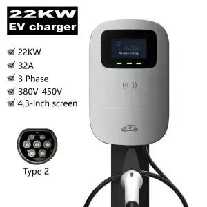 JIGU 22KW 전기차 충전기 타입 2 충전 케이블 3상 32A 380V EV 월박스 자동차 3.5m