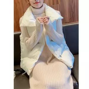오버핏 하이넥 조끼 여성 패딩