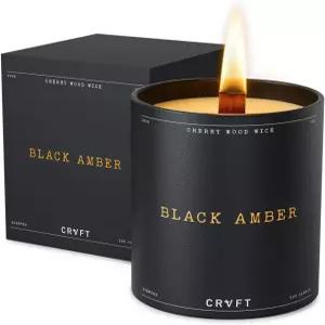 CRVFT 남성용 캔들 체리 우드 대두 45시간 연소 룸 데코 및 집들이 선물 7/200g 블랙 앰버