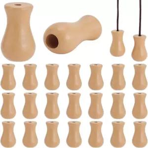 PH PandaHall 24pcs 나무 코드 태슬 블라인드 풀 노브 걸이 교체품 소박한 창문 커튼 그늘 밝은 갈색 색상
