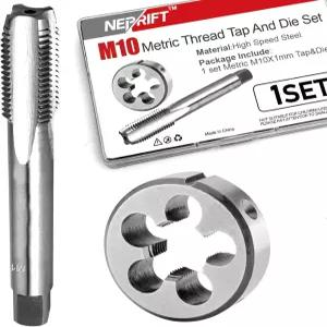 M10 x 1.0 탭 앤 다이 세트 미터법 오른손 1.0mm 고속 강철 6542 나사산 도구 일반 금속 가공 및 장비