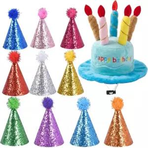 강아지 생일 모자 11개 세트 파란색