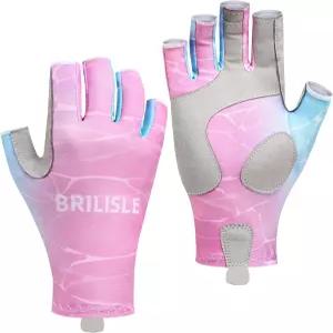BRILISLE 여성용 UPF 50 자외선 차단 무지 장갑 카약 등산 요트 운전 피클볼 사이클링용 미끄럼 방지 야외