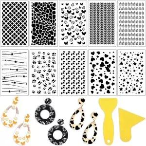 DIY 폴리머 클레이 주얼리 제작용 2개의 스크래퍼가 포함된 재사용 플라스틱 도구 10개 세트