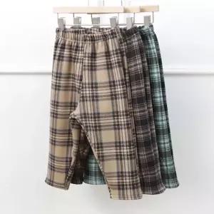 [RG517R93]따뜻한 어린이 기모 바지 체크 무늬 배기 팬츠