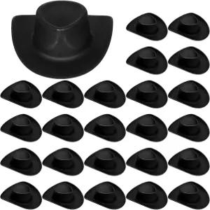 24 PCS 미니 카우보이 모자 파티 액세서리용 플라스틱 미니어처 웨스턴 카우걸 인형의 집 생일 장식용