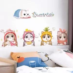 고양이 동물 강아지 벽면 포인트 스티커 디자인 장식 벽지 접착
