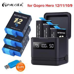 카메라용 배터리 충전 케이스PALO GO PRO 9 10 11 12 GoPro Hero 용 충전기 케이스가있는 배터리 12 11 10