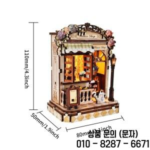 성인용 3D 나무 퍼즐 모닝 듀 플로리스트 북 눅 조명 포함 키트 인형의 집 DIY 미니어처 하우스 생일 및 크